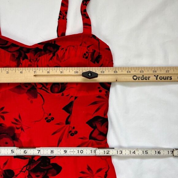 Free People Candy Pin-Up Red Floral Romper 2 S Red Dark Romantic Whimsygoth - Picture 6 of 11